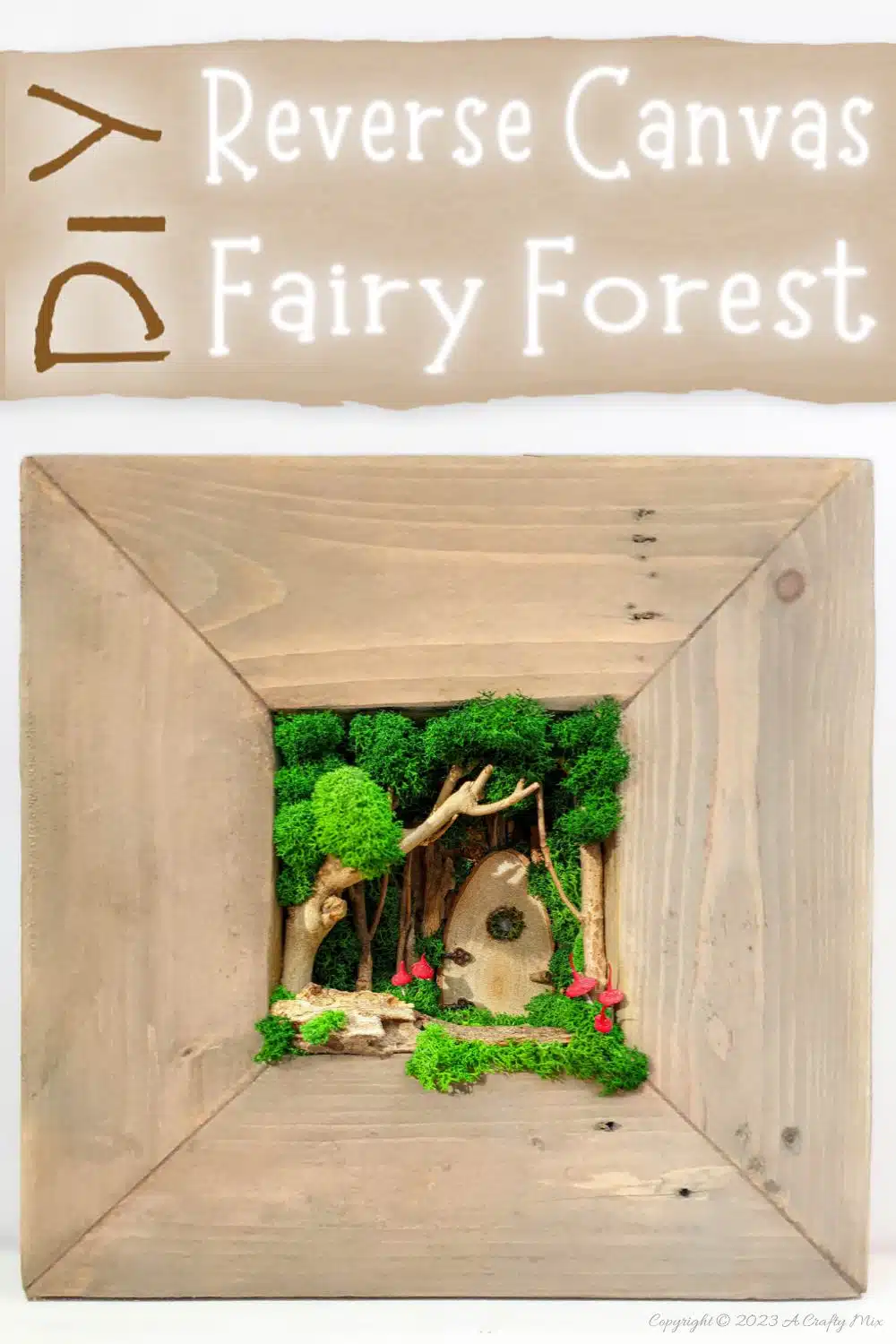 Create a small magical fairy forest inside a reverse canvas. It’s filled with wonder and doesn’t take long to put together. The perfect addition to your home decor, this one-of-a-kind artwork makes an enchanting statement. Full tutorial @ #ACraftyMix