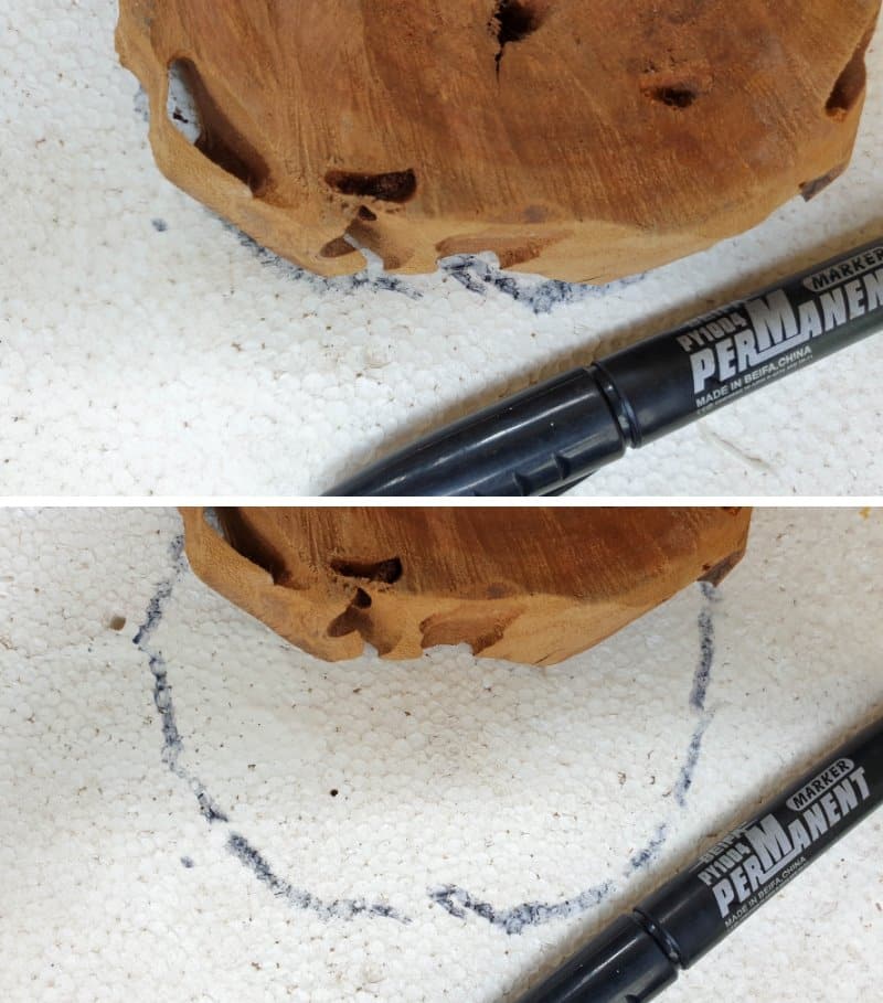 Trace around the slice of wood