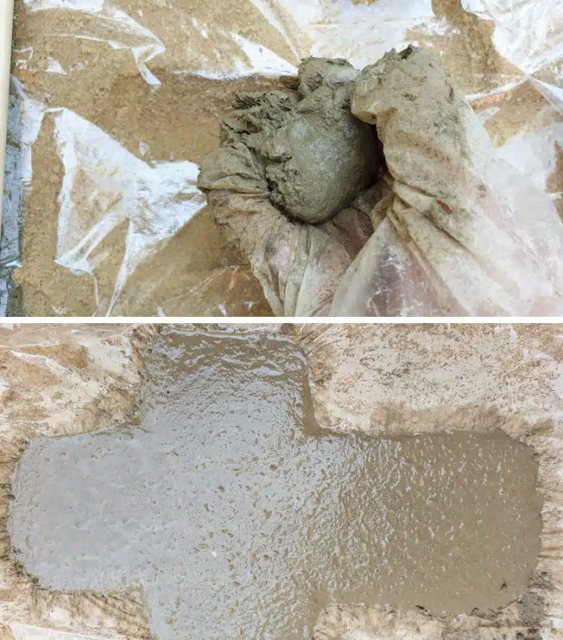 Add the concrete mix inside the mold