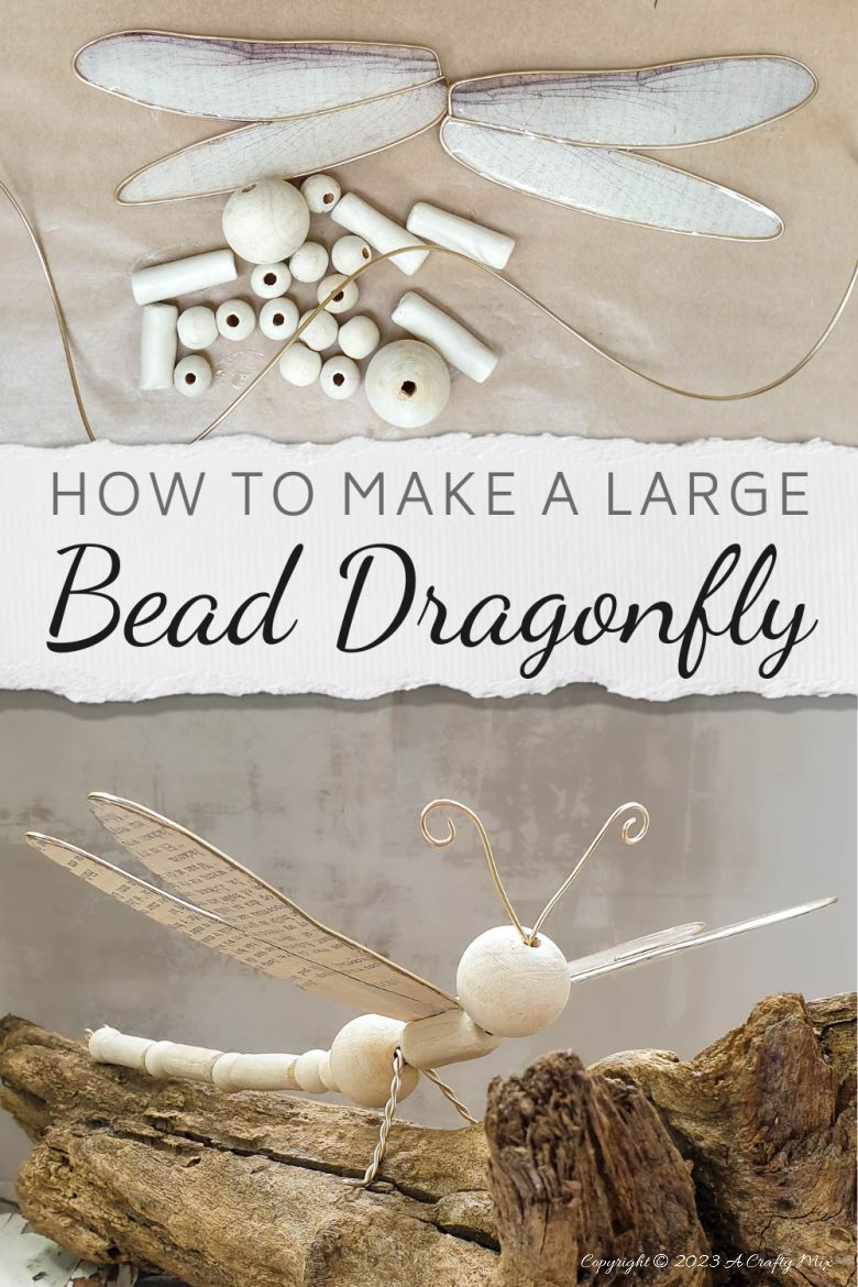 This easy tutorial will who you how to create a large wooden bead dragonfly that is sure to be a conversation starter in any room. You can experiment with different colors, shapes, and sizes to create a one-of-a-kind dragonfly that reflects your personal style and creativity. #ACraftyMix
