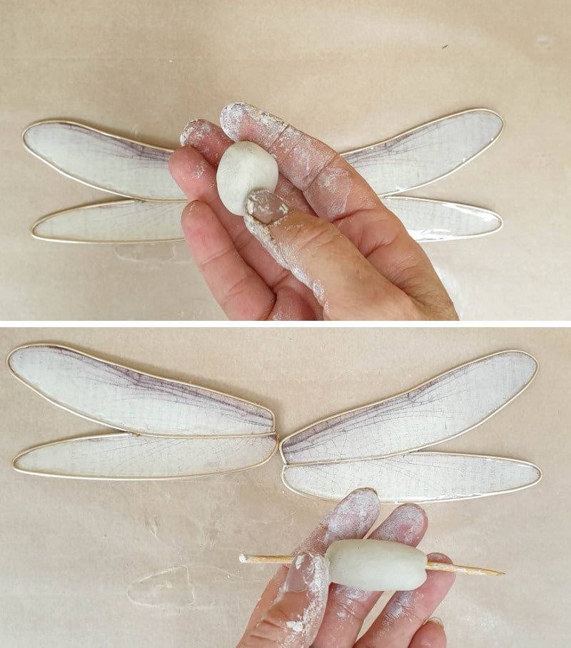To create the wing support bead make a tube