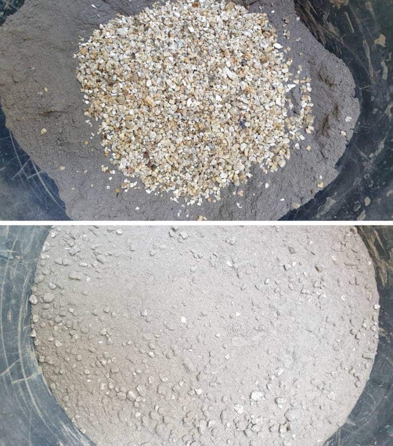 Add the vermiculite to the cement