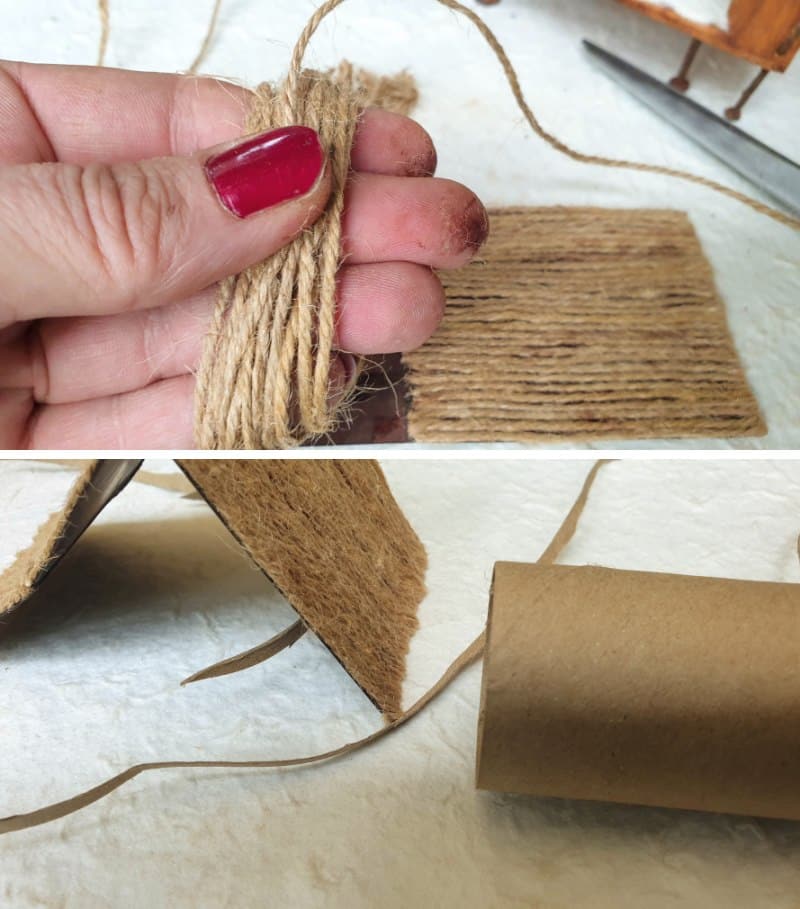 Cut twine onto the cardboard roof to bulk it up a little