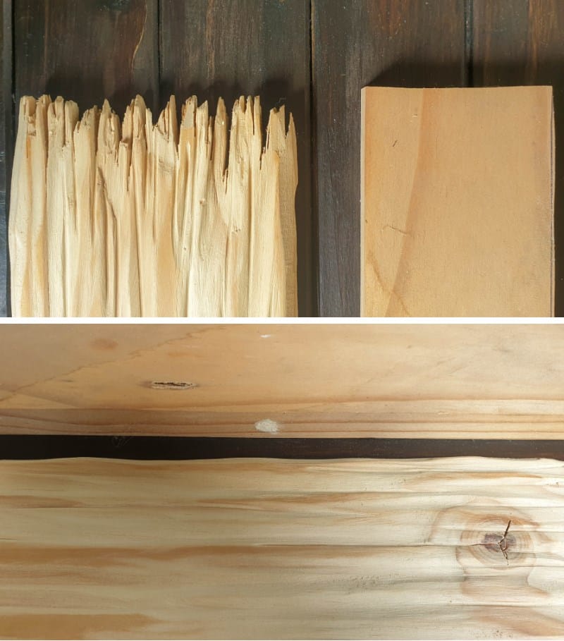 A close up of the distressed edges after apply the 4-step jagged edge technique