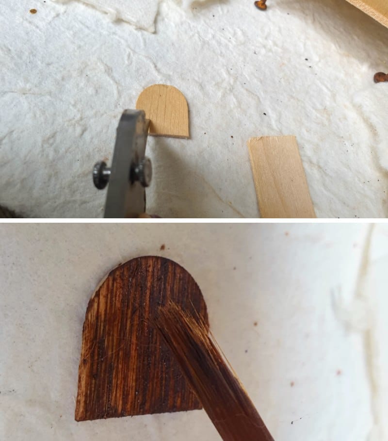 Distress and paint the miniature door