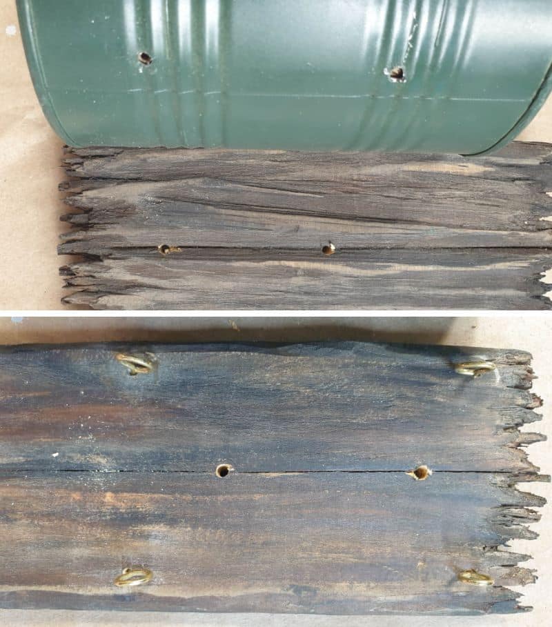 Drill a two holes in the wagon base