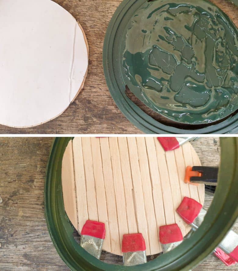 Glue the door panels onto the lid