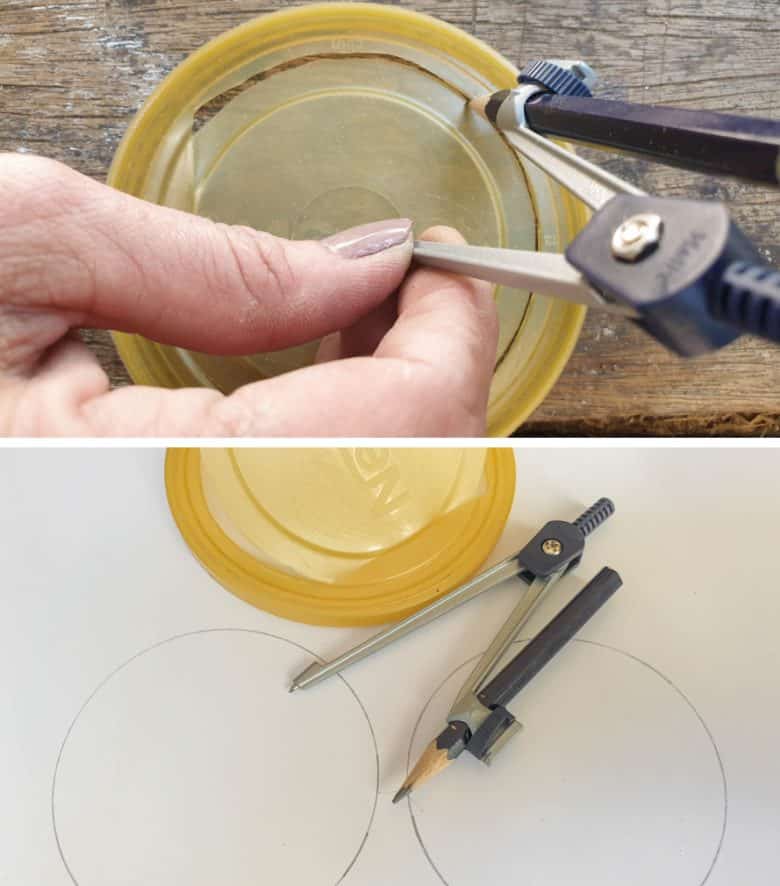 Draw around the inside of the lid