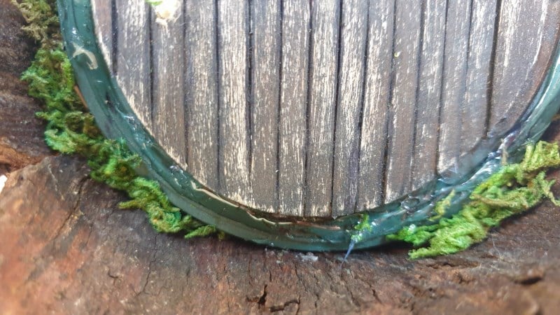 Glue moss around the door frame