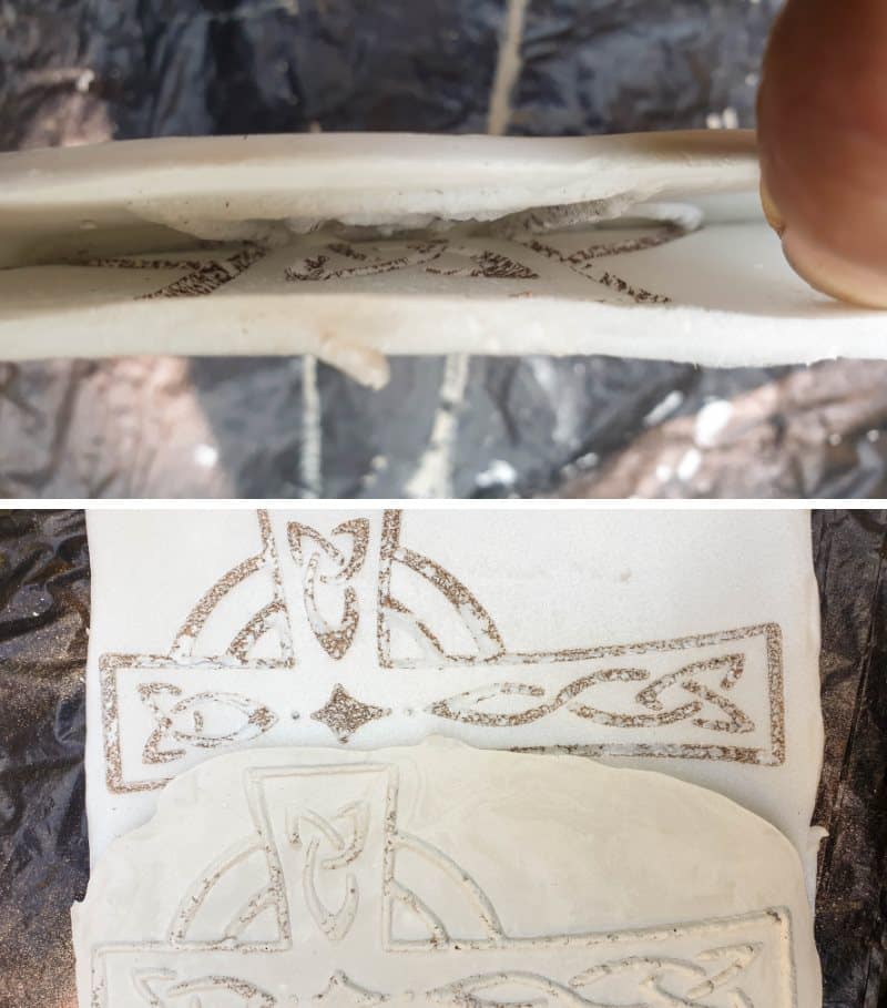 Peel the polystyrene away once the plaster of Paris dries