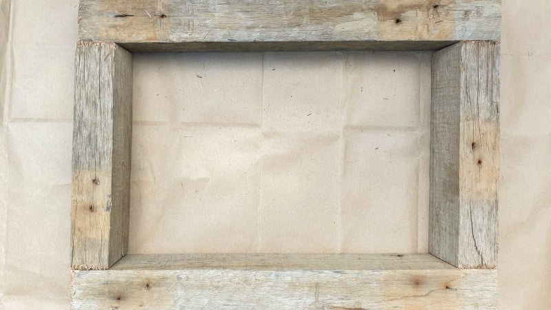 A view of the shadow box before joining up the sides