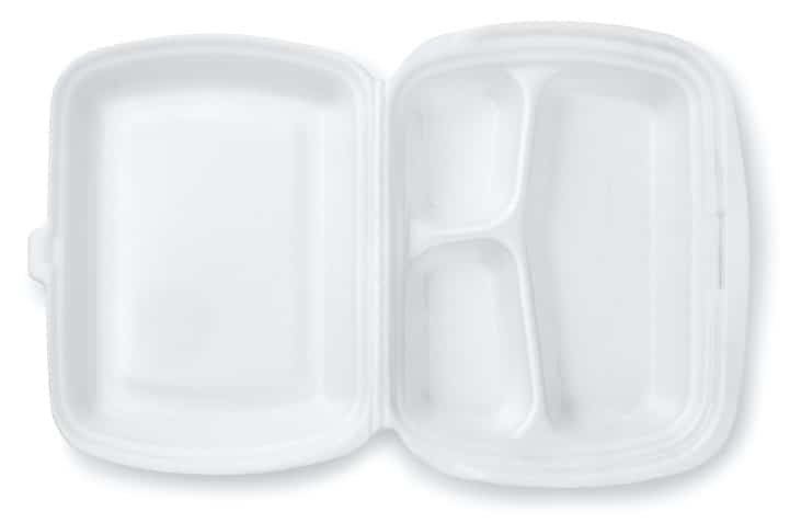 Polystyrene takeaway dish