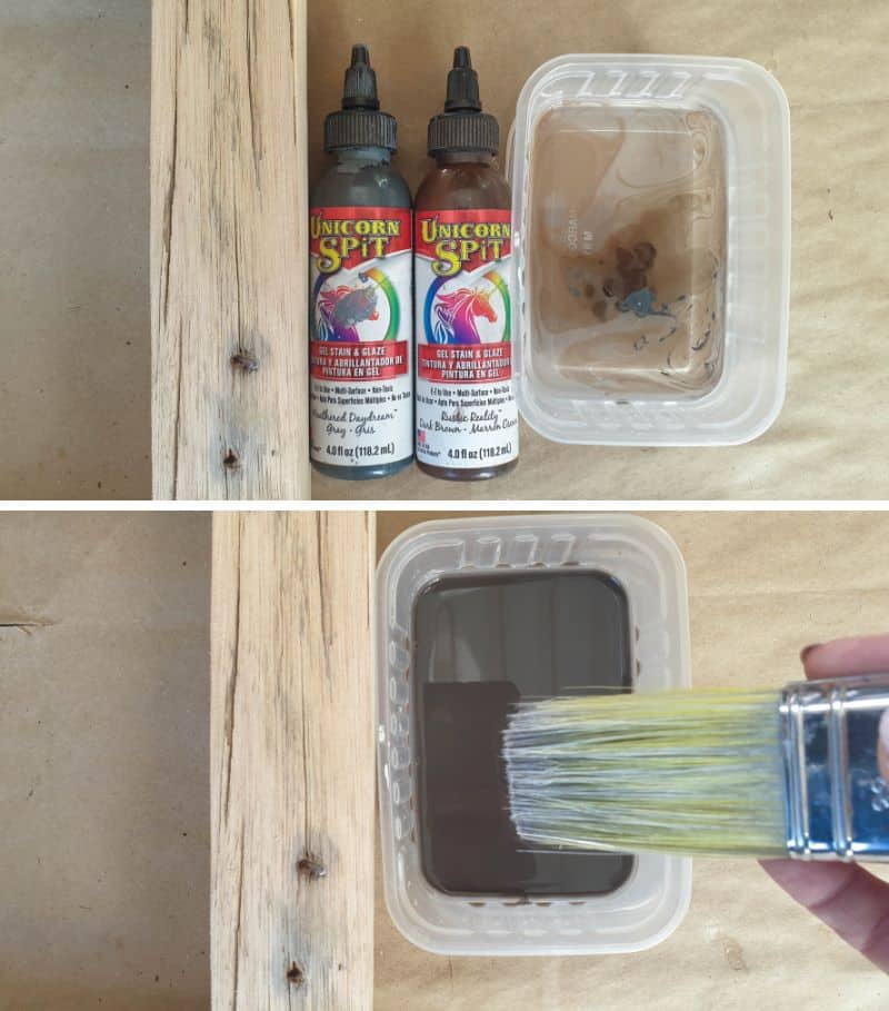 Stain the inexpensive shadow box with a natural stain to avoid harming your air plants