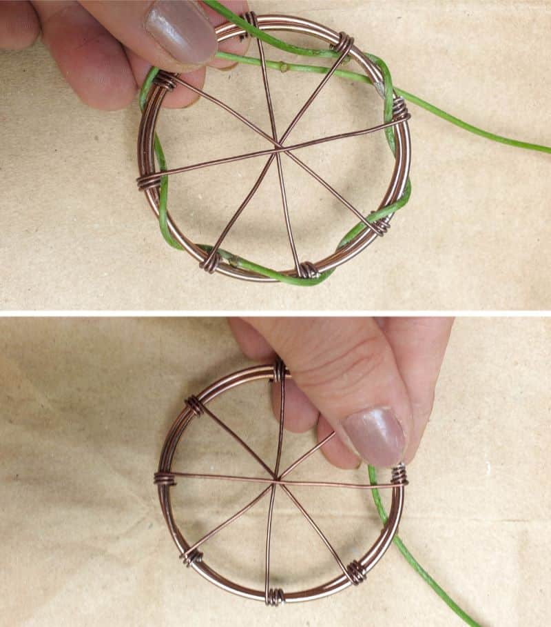 Wrap soft vines around the wheels