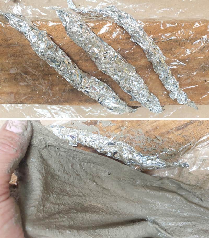 Create tin foil worms to support the fabric folds