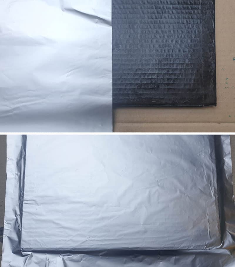 Place the tin foil over the cardboard