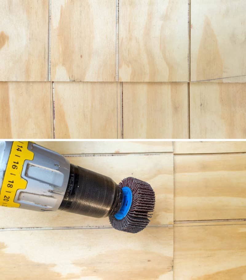 Cut grooves into the boards and distress for a well-worn and rustic look