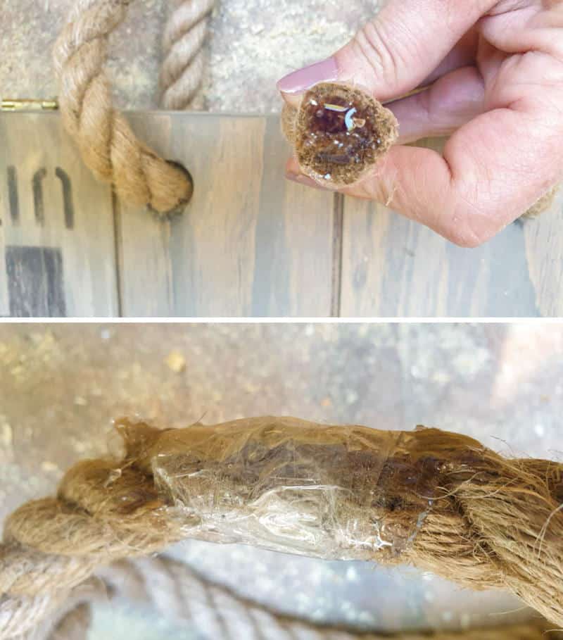 Add glue to the rope ends and glue them together