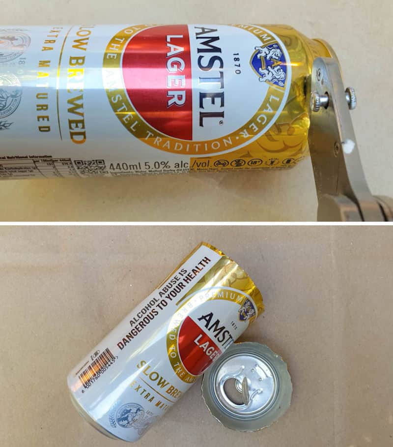 Cut the top and bottom of the soda can off