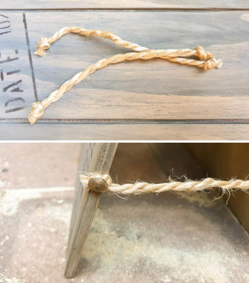 Knot two equally sized ropes and attach them to the sides of the caddy