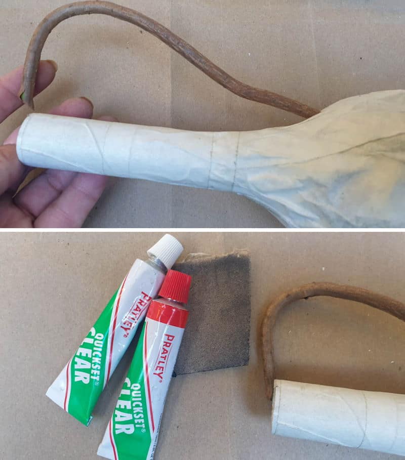 To add the handle I used and aerial root and glued it in place with two part epoxy