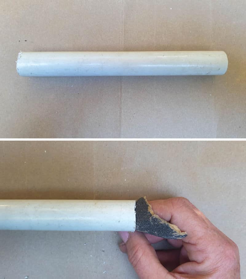 Cut a PVC pipe and sand the cut edges