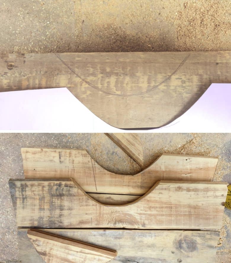 Cut a handbag shape out of the pallet scraps