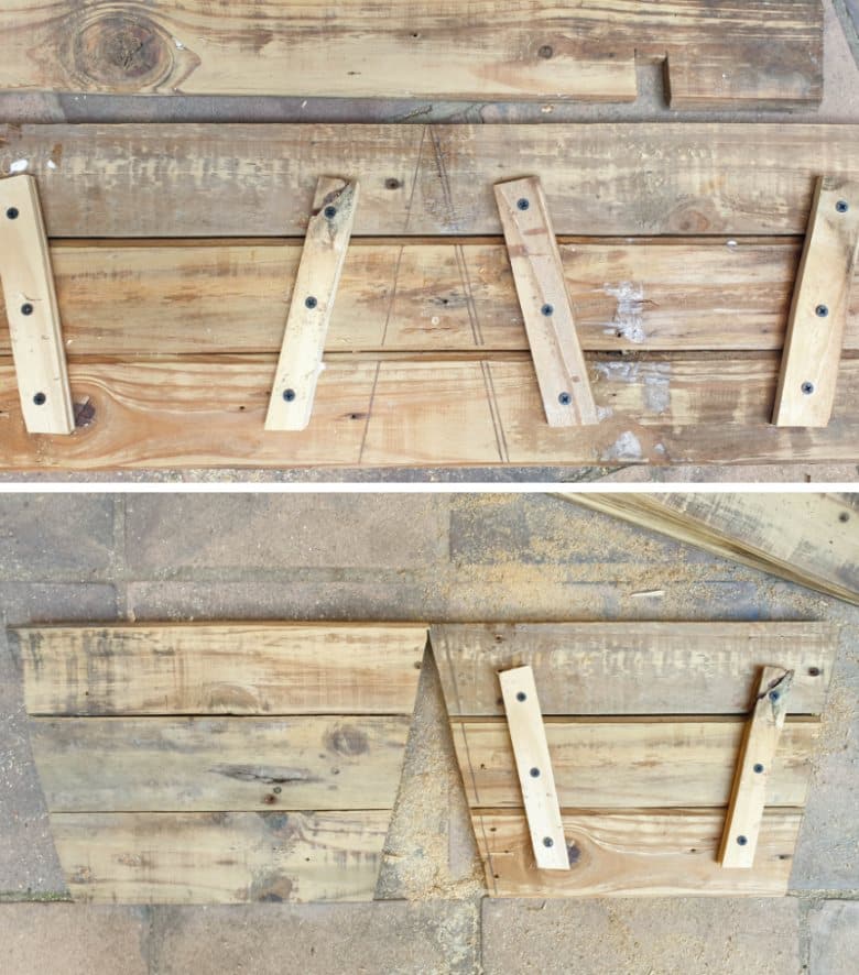 Cut the sides of the wooden handbag planter and join the pieces together