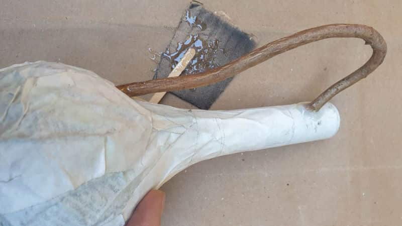 A view of the aerial root handle after it's been glued on