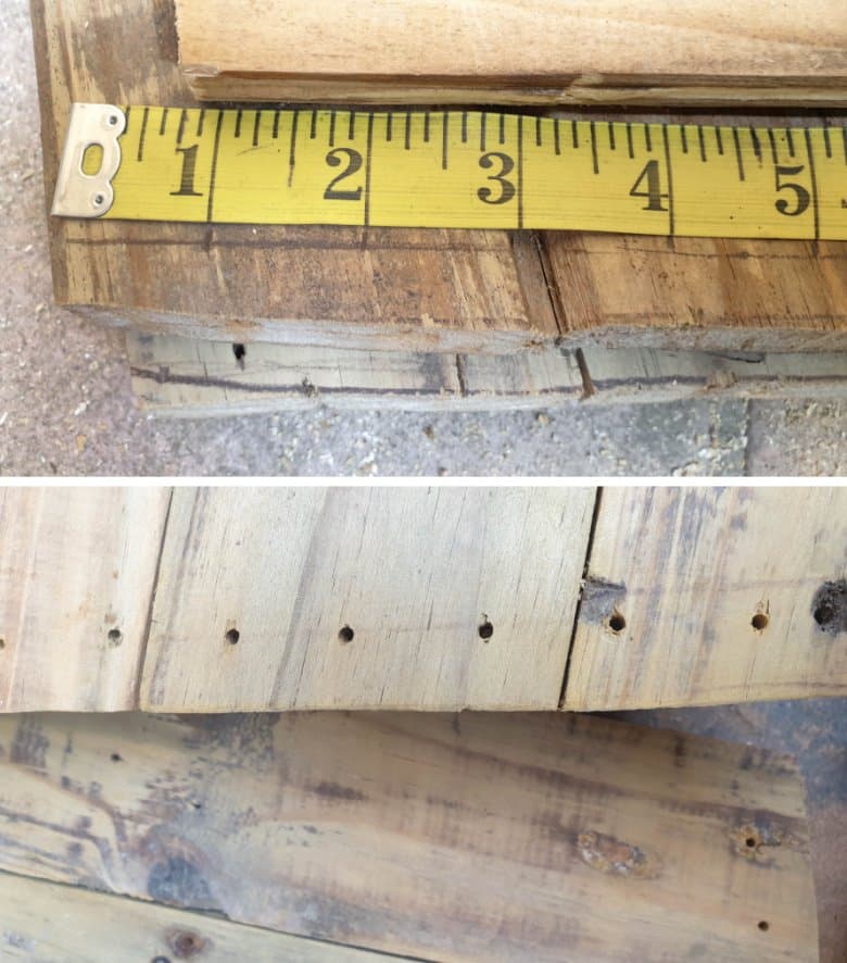 Measure equal lengths on the sides of the planter and drill holes