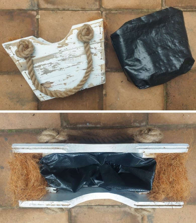 Add landscape fabric to the inside of the planter. This will help protect the wood