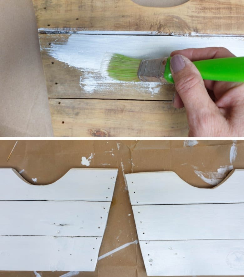 Paint the pallet scrap handbag in a colour of your choice