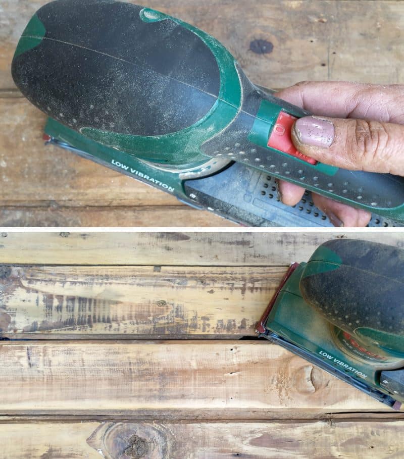 Sand and distress the painted handbag