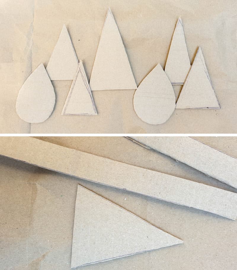 A collection of cardboard shapes and walls