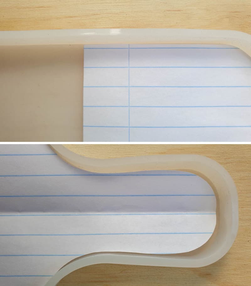 Create a template of the inside handle of the mold and test fit it inside the silicone mold