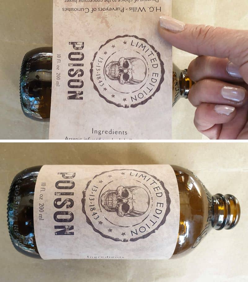 Glue on the label