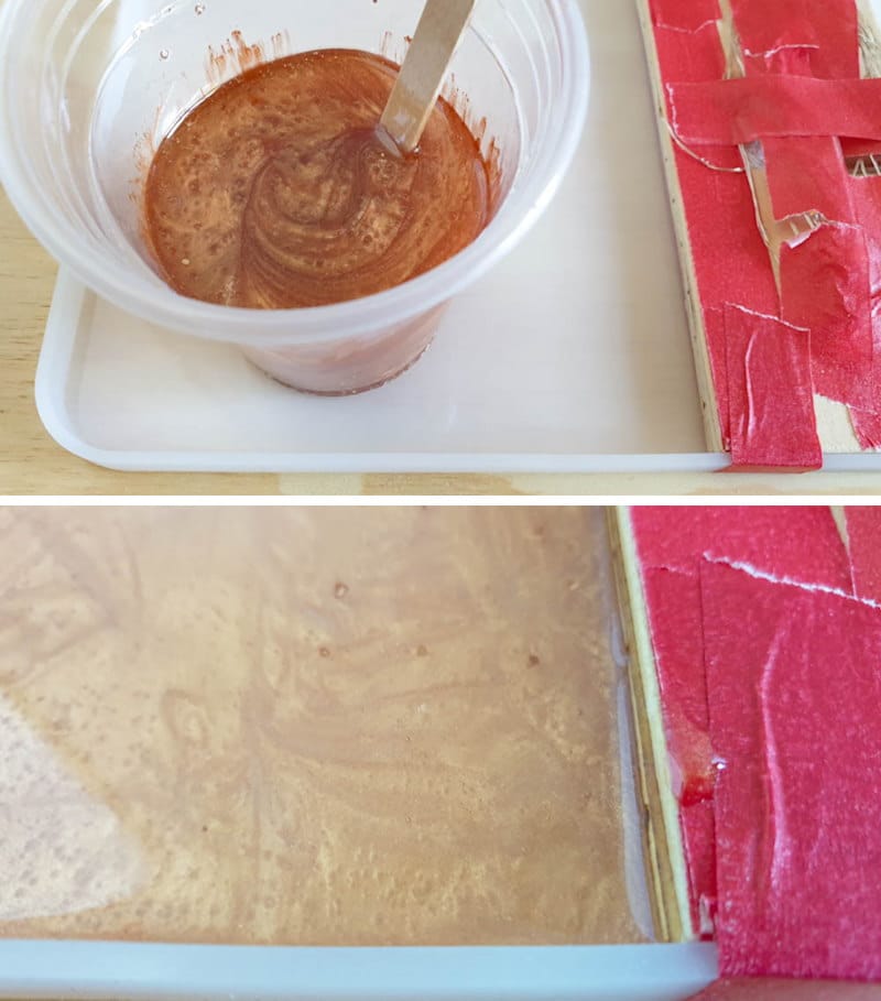 Mix up a small batch of resin for the first pour
