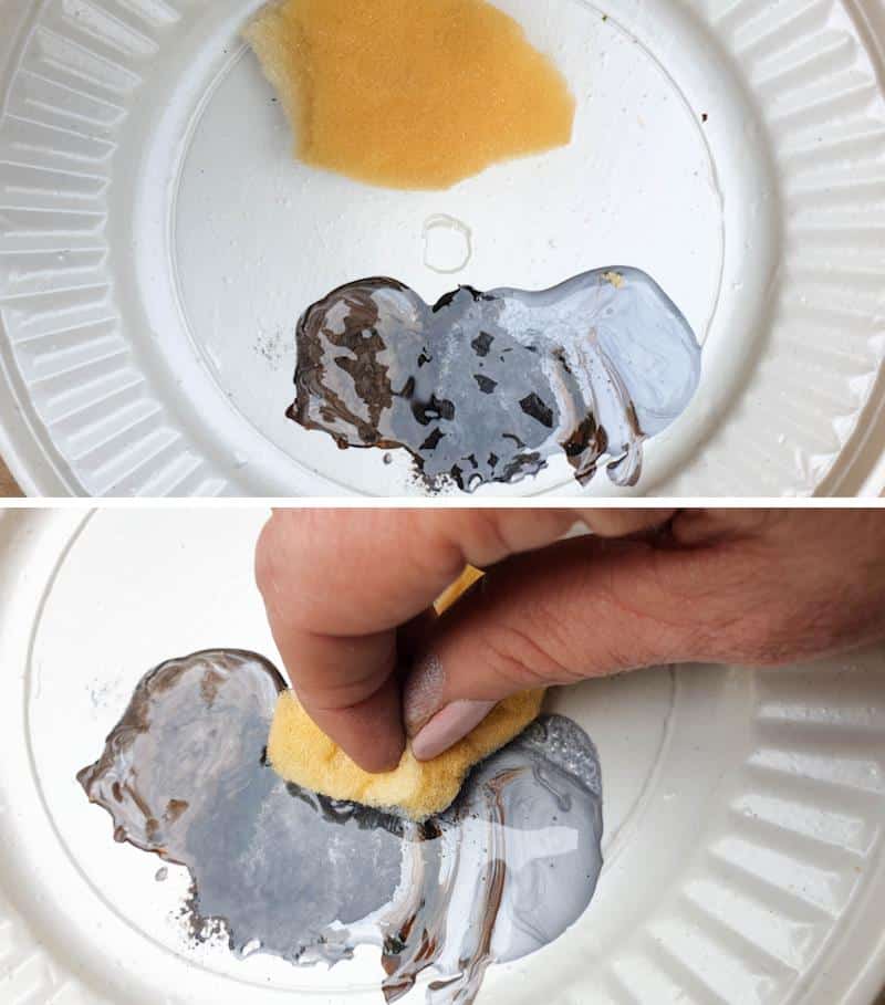 Randomly dap your sponge into the paint