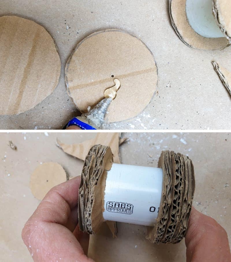 Glue the cardboard circles together
