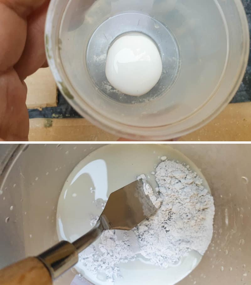 For the raised stencil I mixed plaster of Paris, glue and water