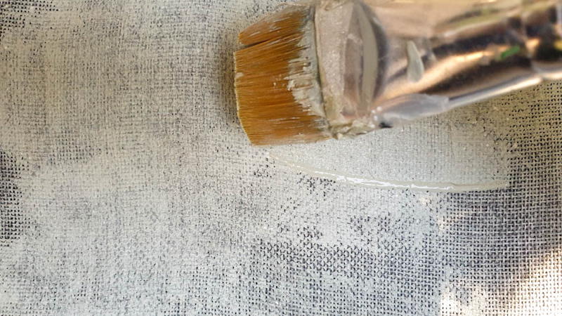 Paint the plaster of Paris onto the fabric