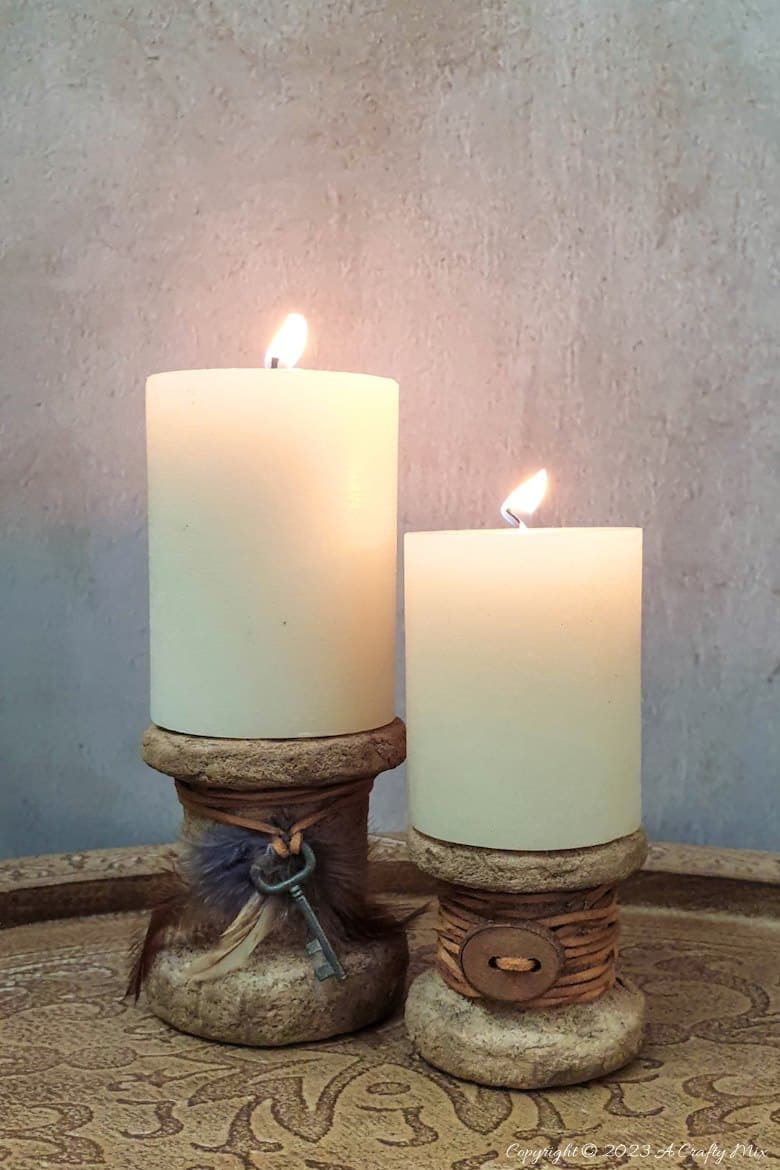 Discover the art of repurposed home decor with these simple rustic upcycled candleholders! We’ll show you how to transform two unexpected items into personalized pieces full of character and texture. They’re quick to make, easy to customize, and won’t break the bank. Get the full tutorial at A Crafty Mix