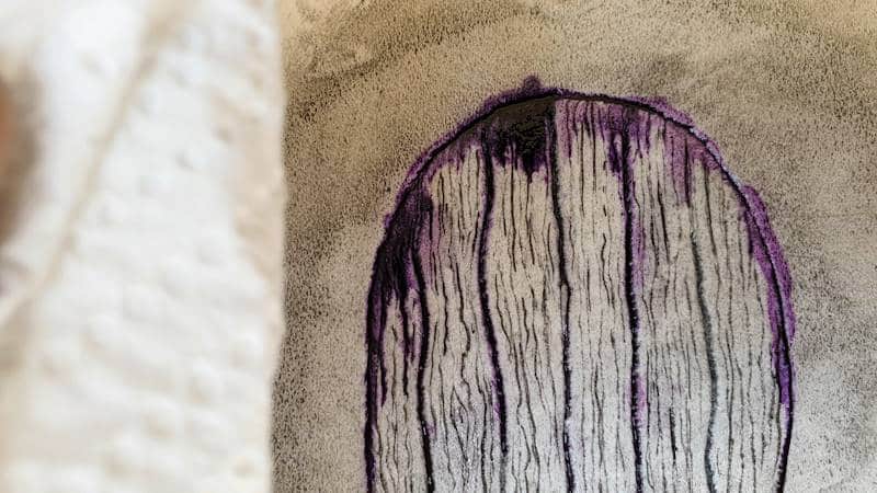 Adding purple alcohol ink to the polystyrene door