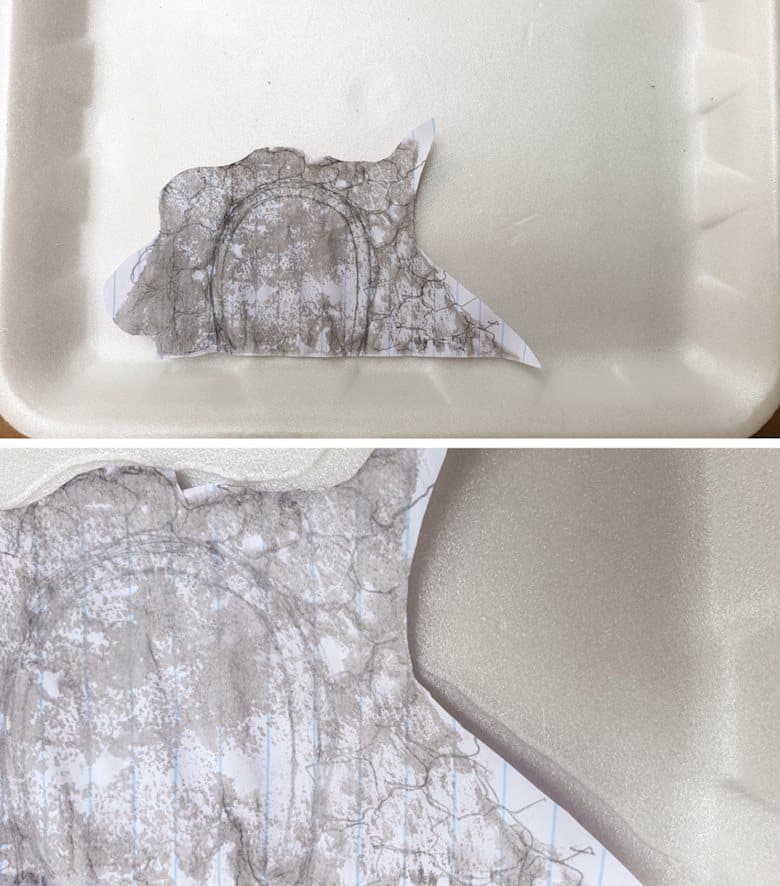 Transfer the door template to the polystyrene dish