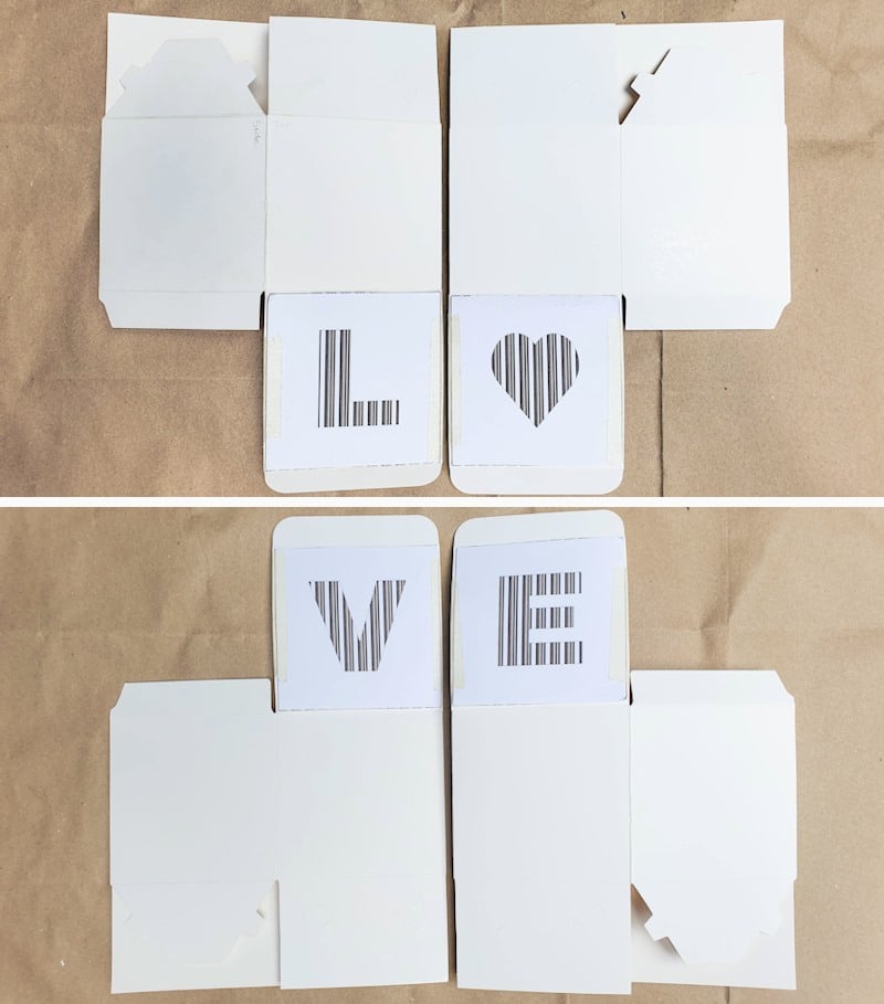 Tape the letter templates to the front of the box