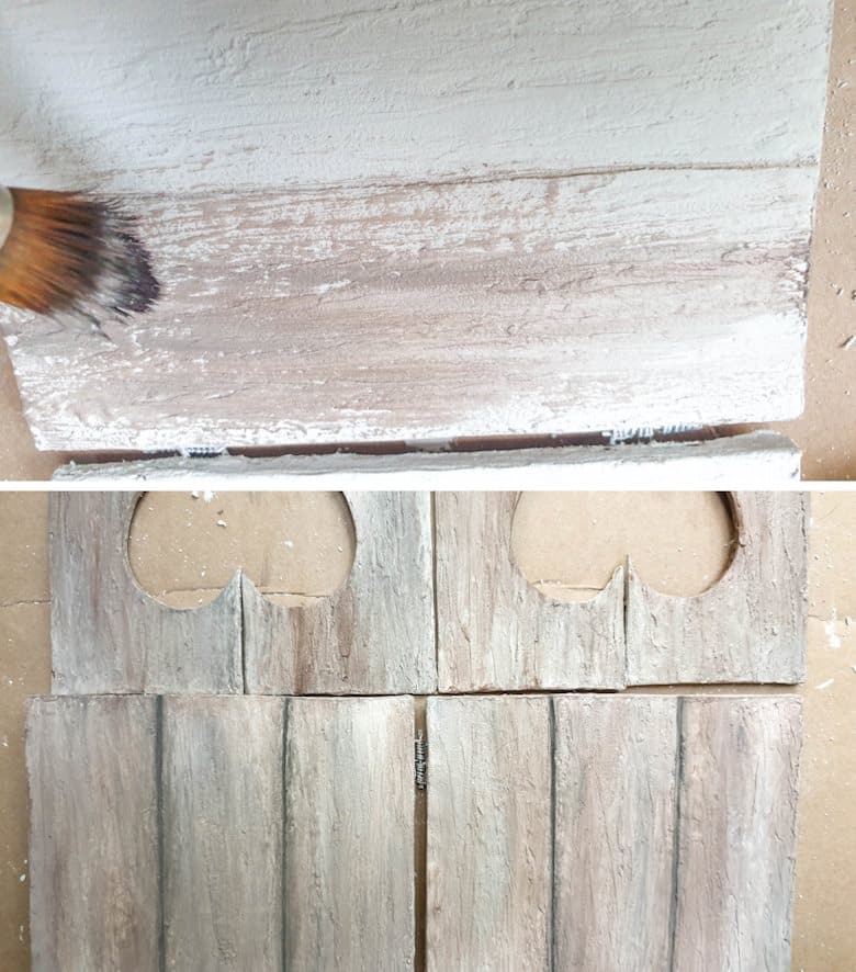 Paint the faux wood textured cardboard