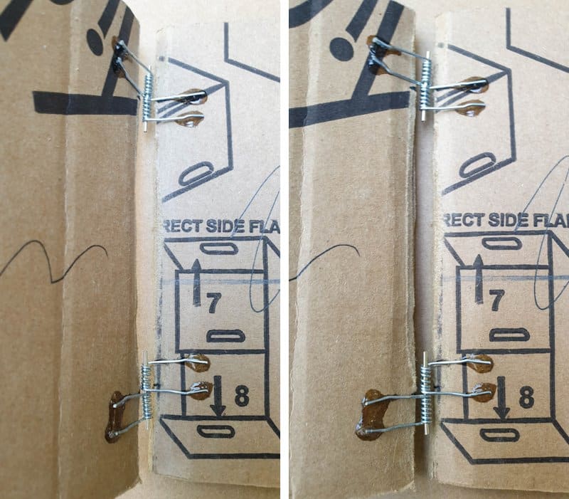 Glue the hinges to the cardboard base