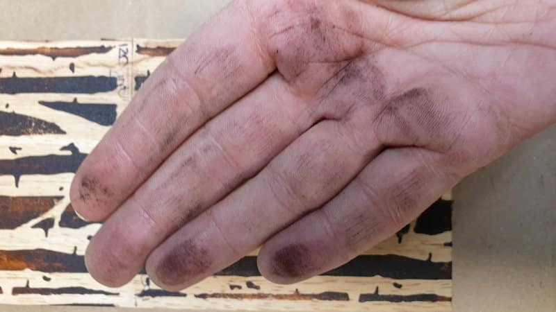 After burning there is a slight sorry residue that can be wiped off with a lint free cloth