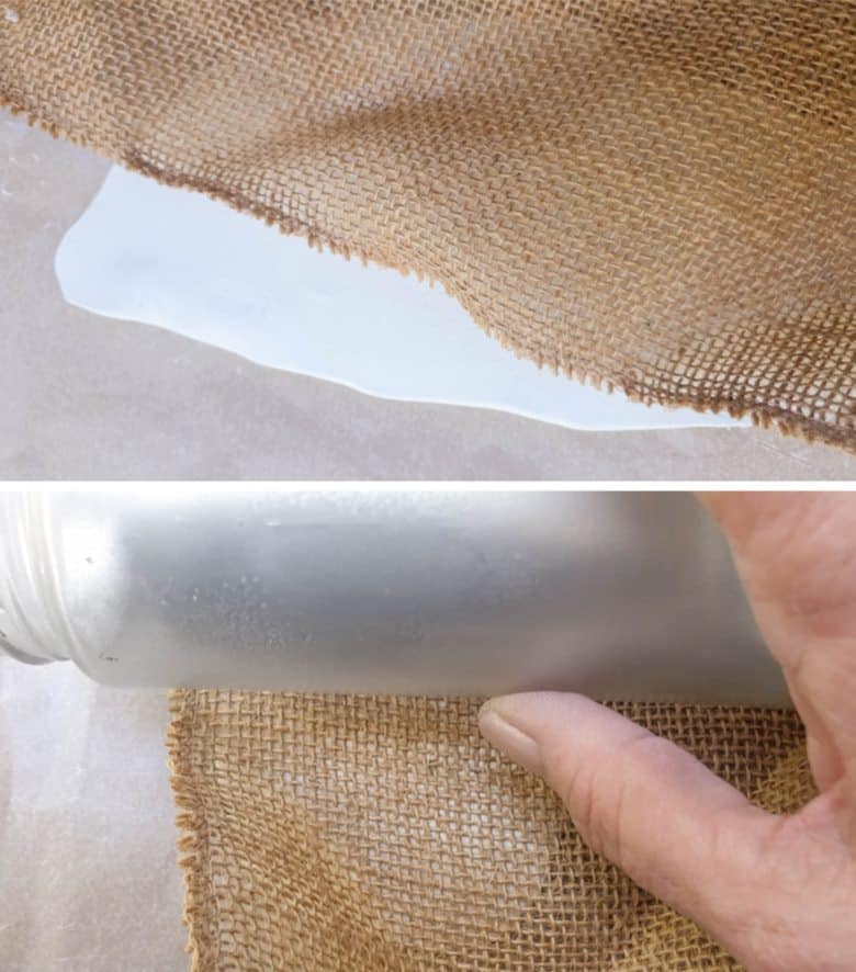 Place the burlap or hessian over the clay and roll over the clay to form an imprint