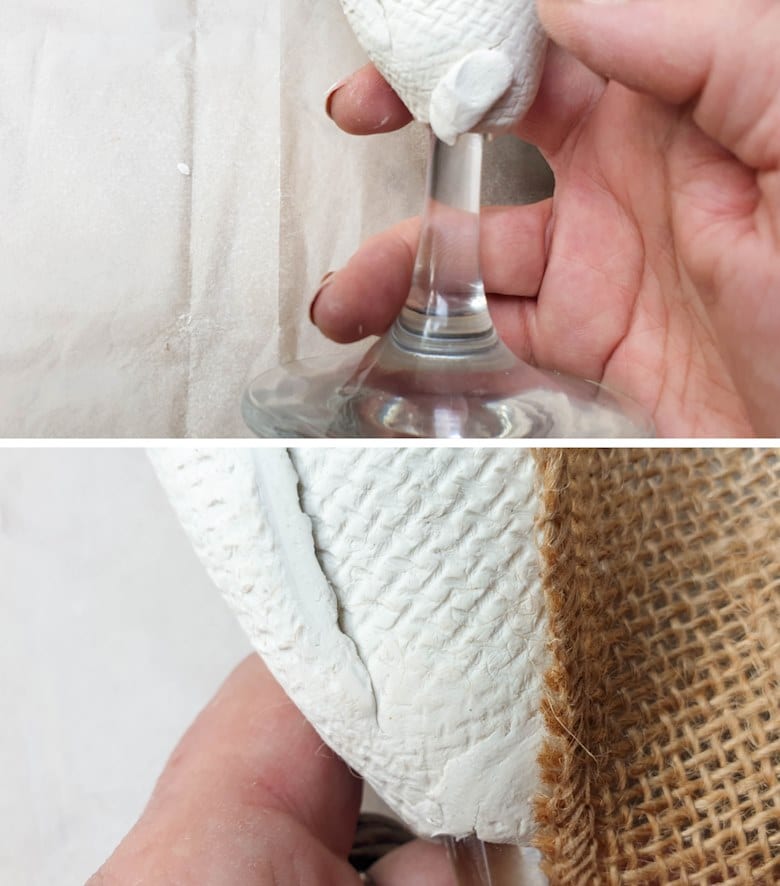 Place the cone on top of the clay blob and mold the vase form around the cone